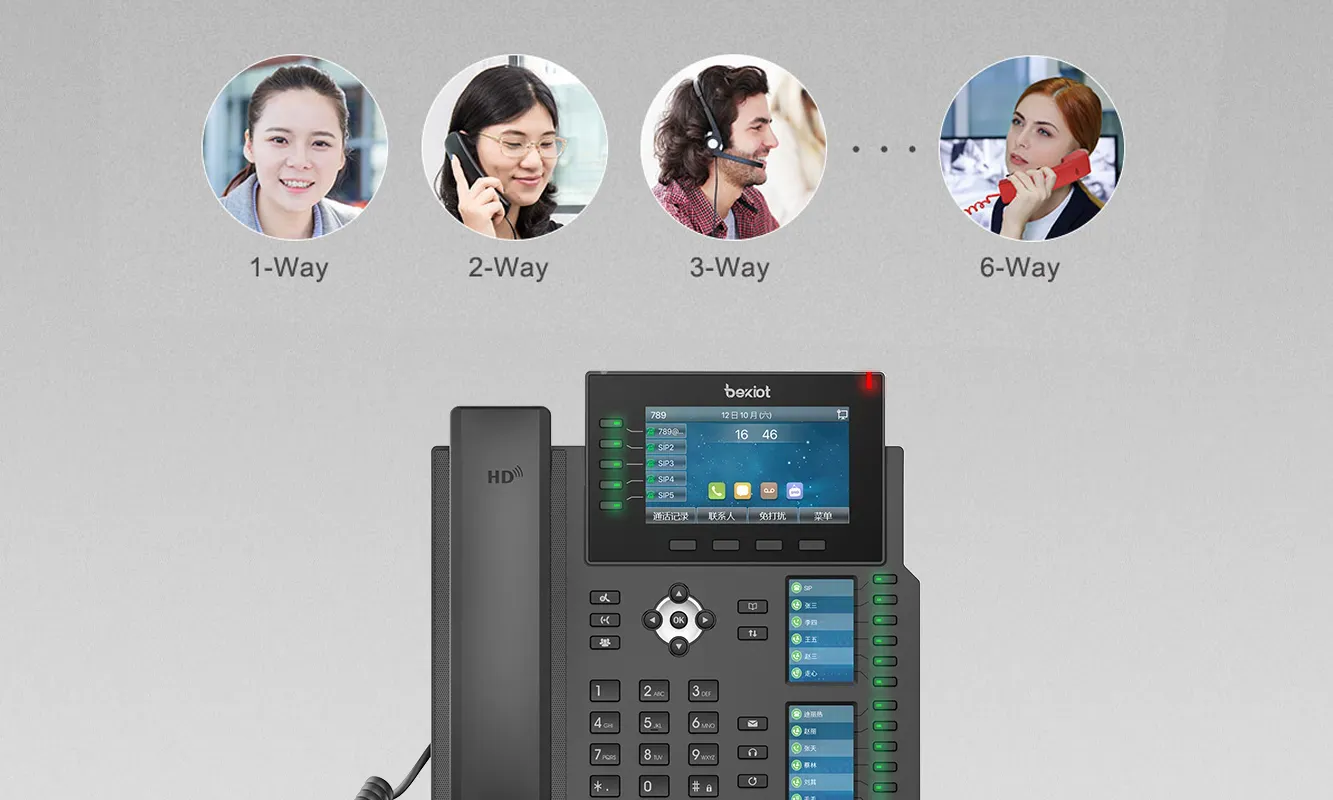 Supports 6-party audio conference for efficient office work