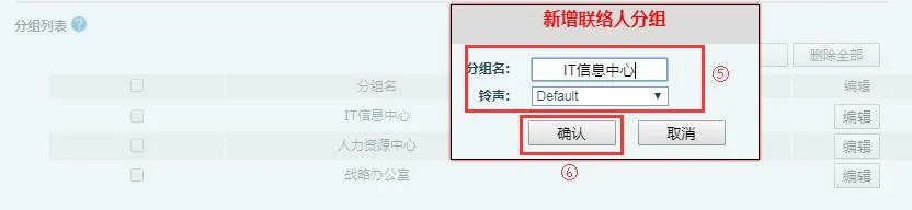 電話管理ページでの連絡先グループの作成