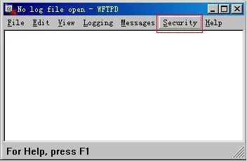 Entering the Security menu in the FTP software