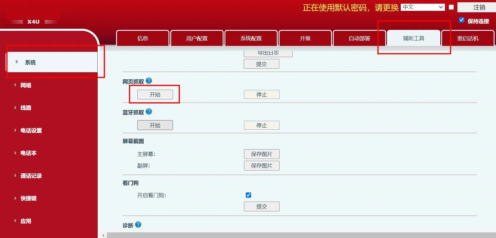 Starting web-based packet capture