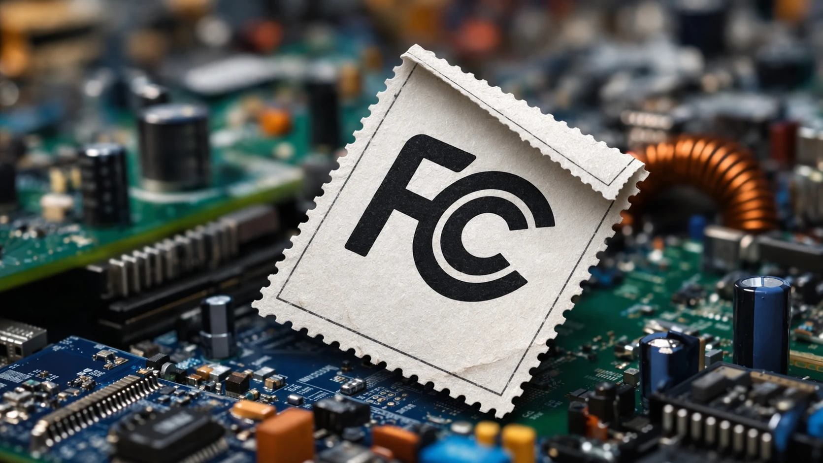 規則パートの特定から試験、申請、表示、市場参入までのFCC機器承認フロー図