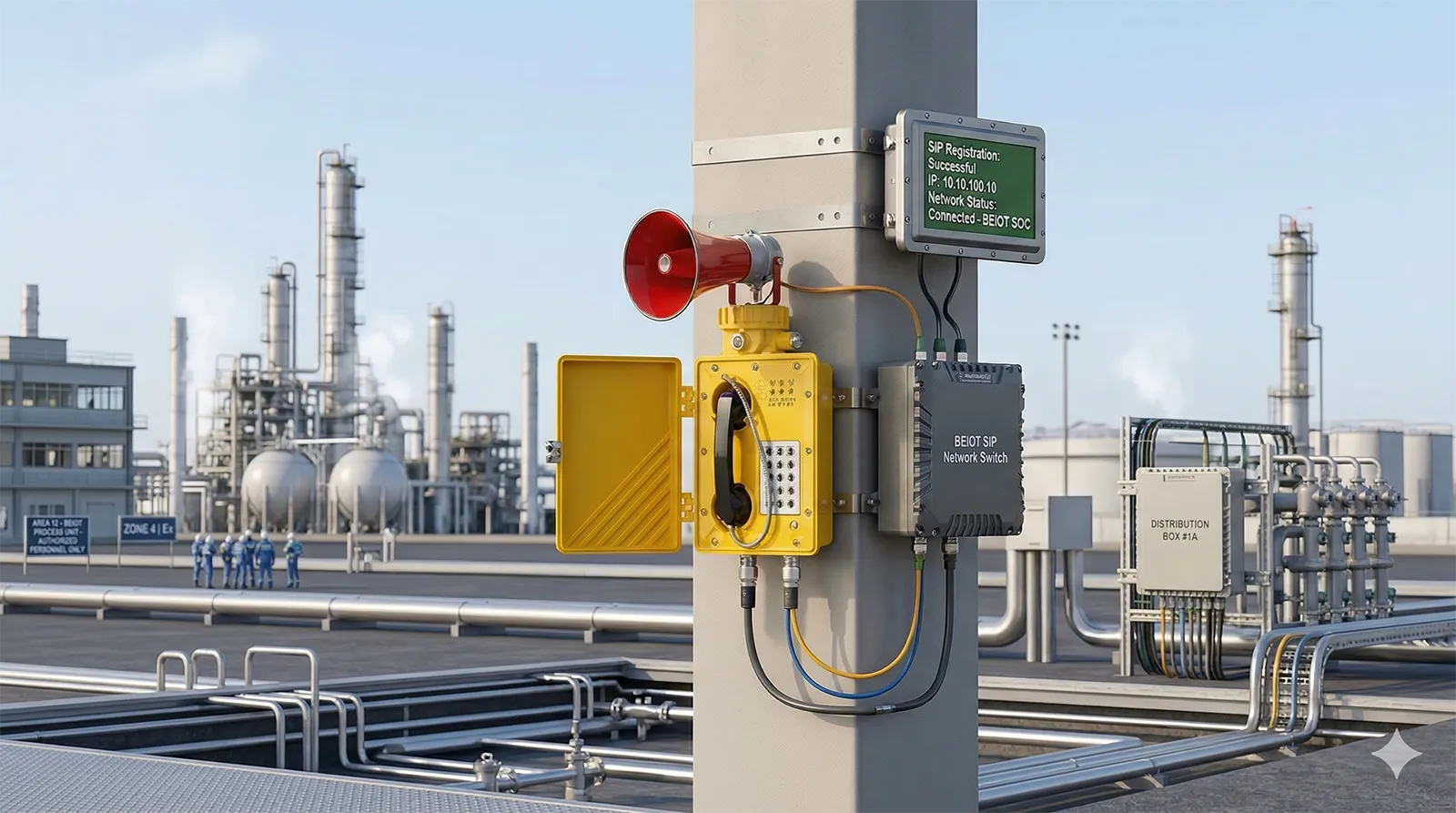 産業用IP通信ネットワークに接続された防爆SIP電話機