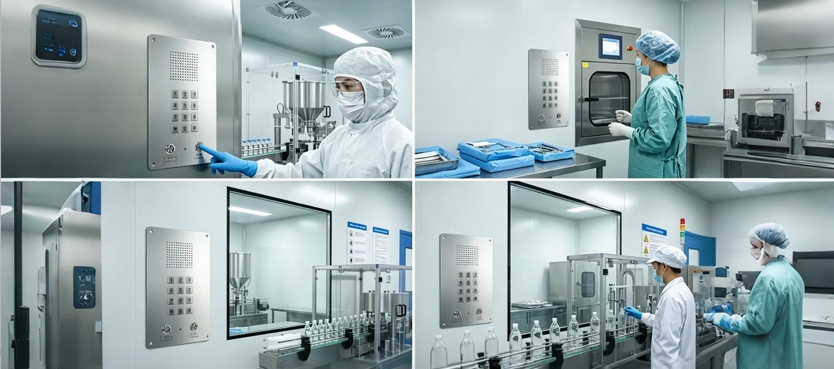 製薬・医療・食品グレードクリーンルーム環境に設置されたBT26クリーンルーム用IPハンズフリー電話機