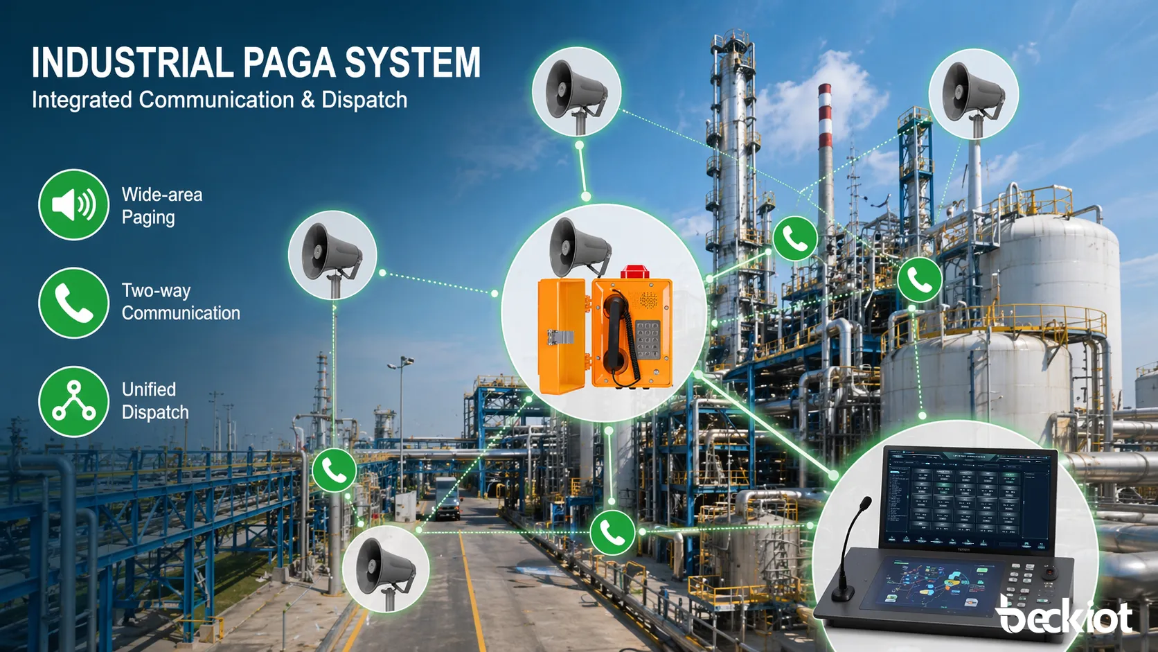 プラント全体にスピーカー、電話、ディスパッチ統合を備えた産業 PAGA システム