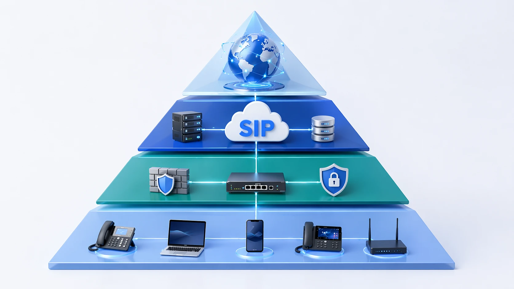 エンドポイント IP PBX SBC サービスプロバイダーまたはPSTN相互接続を示すSIP trunkアーキテクチャ