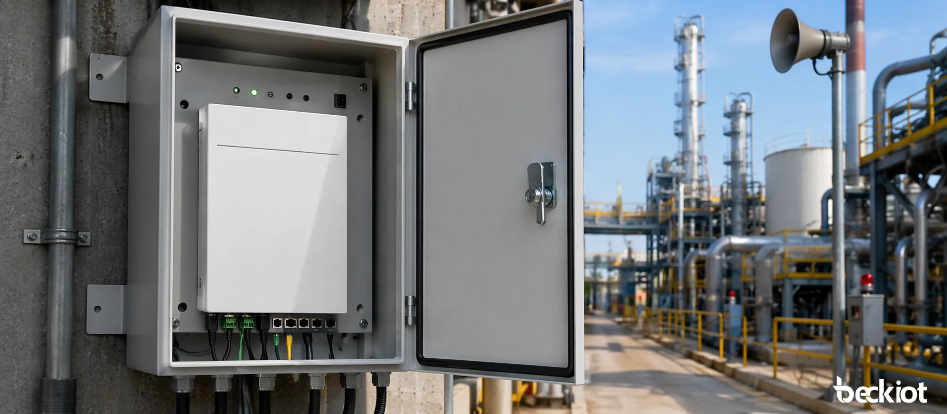 BK-PA60AF outdoor weatherproof PA amplifier installed in an industrial outdoor communication cabinet