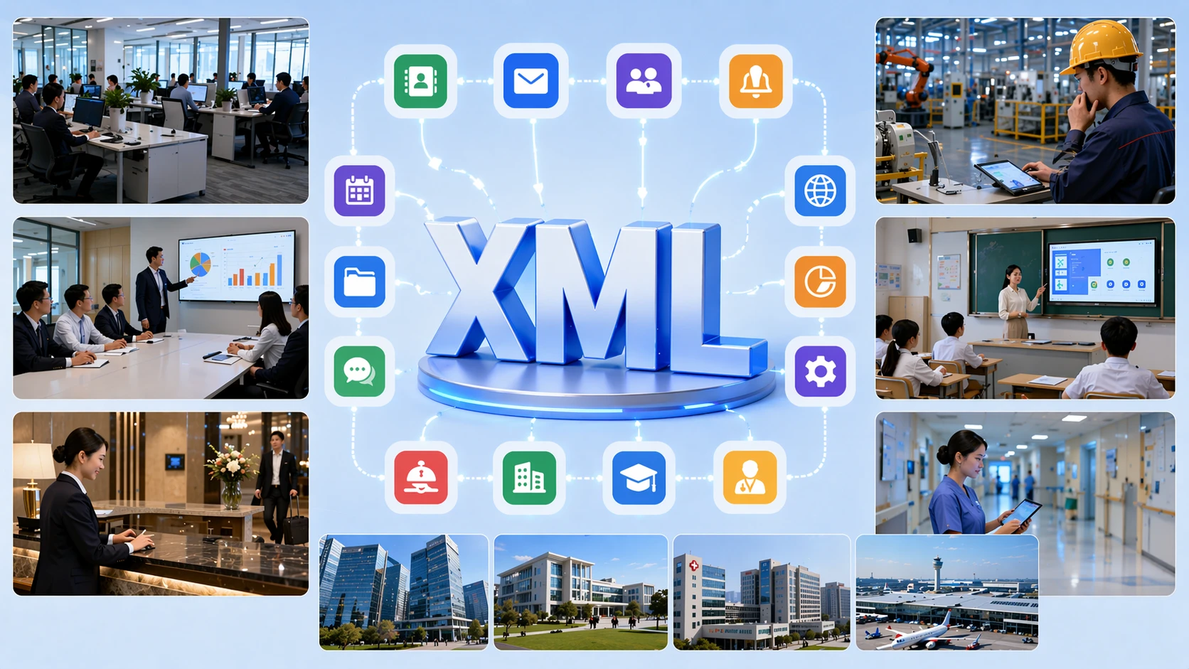 企業、ホテル、医療、産業のIP電話配備におけるXML Browserの活用例