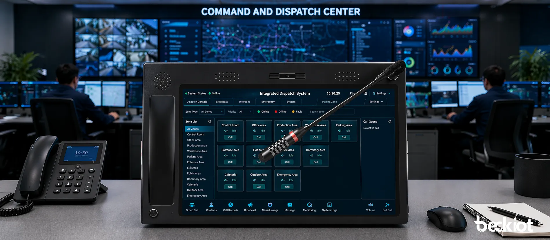 統合通信ディスパッチシステムに接続されたBK-DSC-173 IPディスパッチコンソール