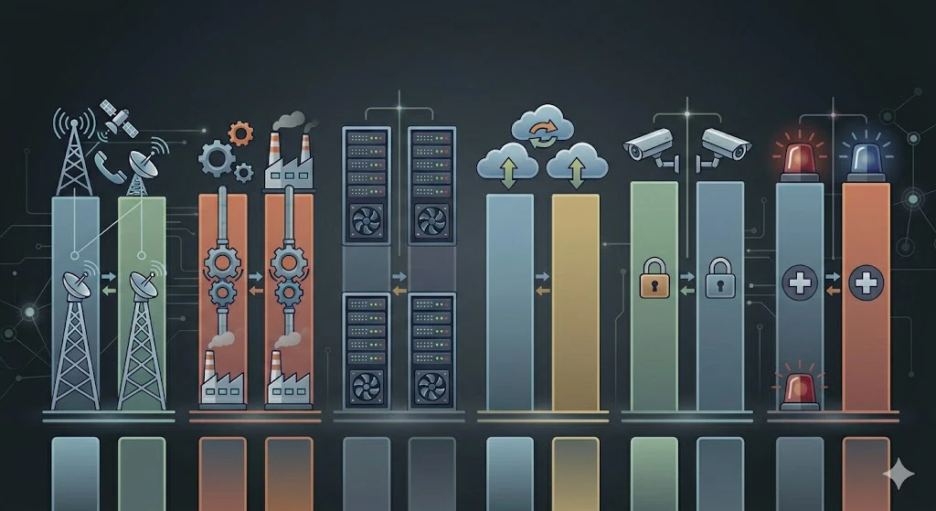 IPテレフォニー、産業制御、セキュリティ、緊急通信システムにおける冗長性の適用