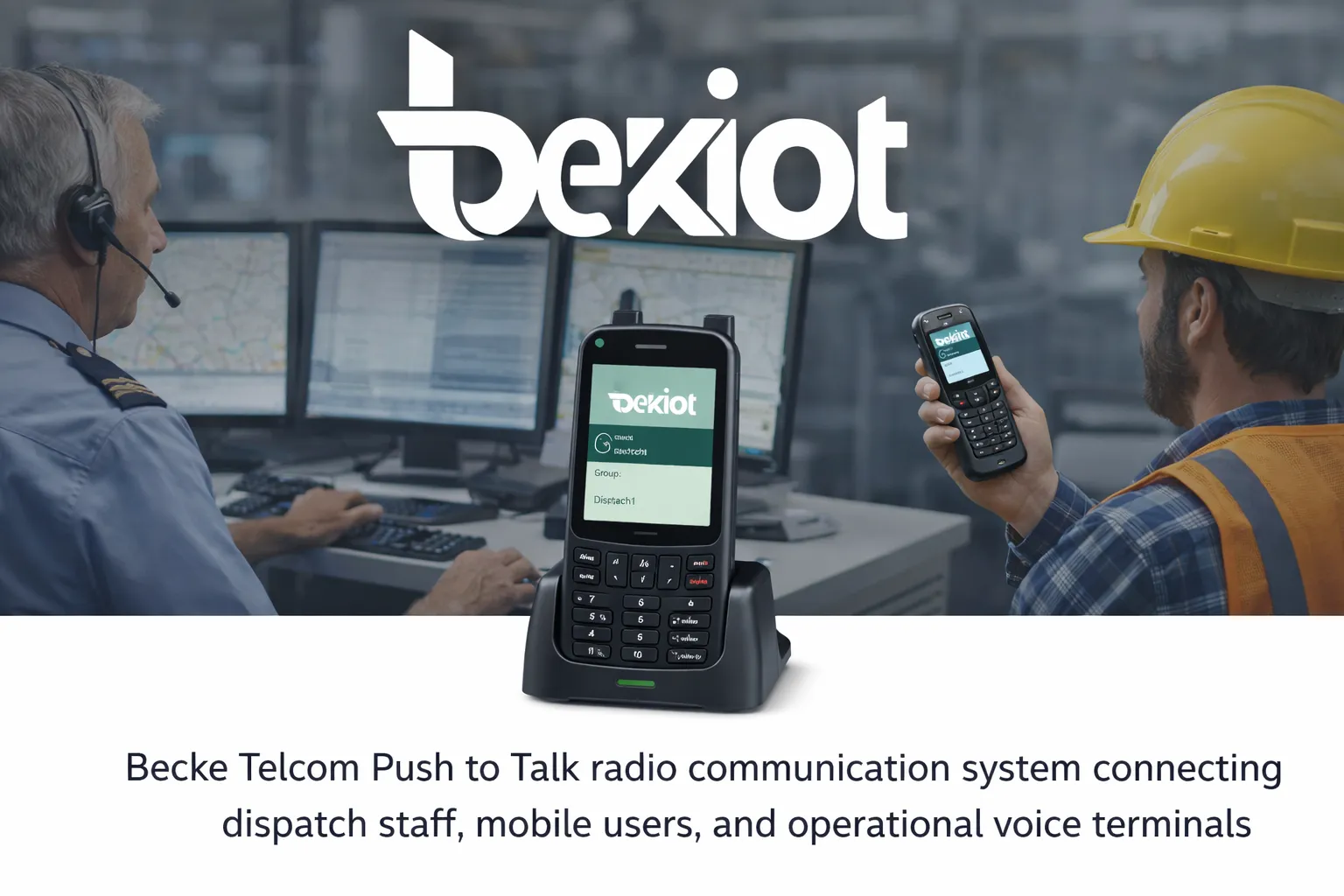 Becke TelcomのPush to Talk無線通信システムが、ディスパッチ担当者、モバイルユーザー、運用音声端末を接続している様子