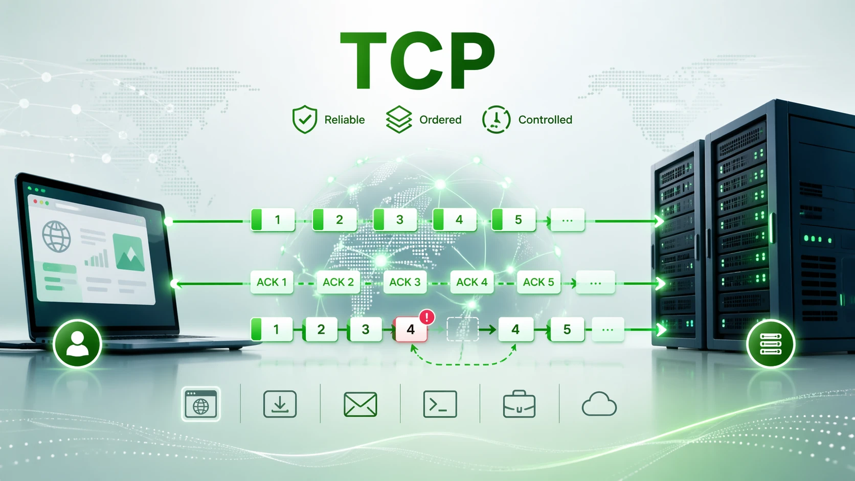 TCP（伝送制御プロトコル）とは？用途、仕組み、活用事例