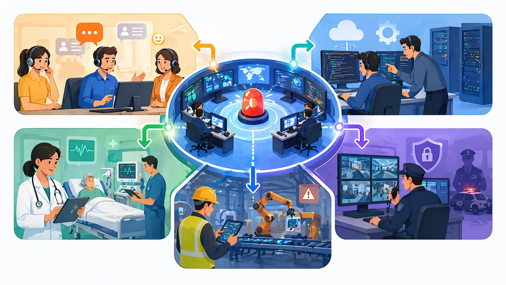 医療、産業用アラーム応答、および運用通信環境に適用されたエスカレーションプロセス
