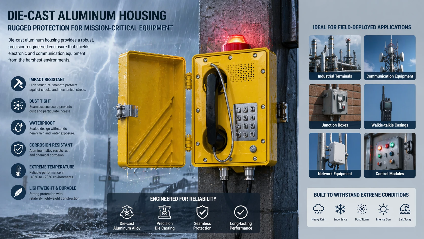 ダイカストアルミニウム製エンクロージャとは？規格、保護等級、および用途