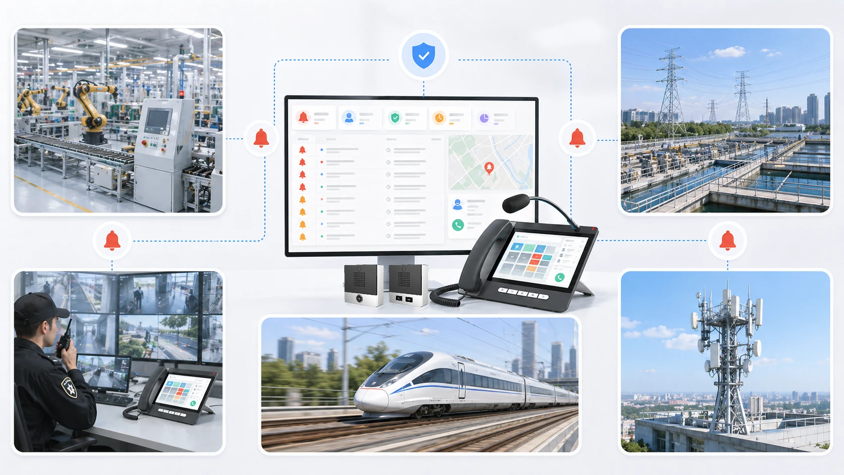 アラーム応答確認の活用：産業監視、セキュリティ、輸送制御、通信システム