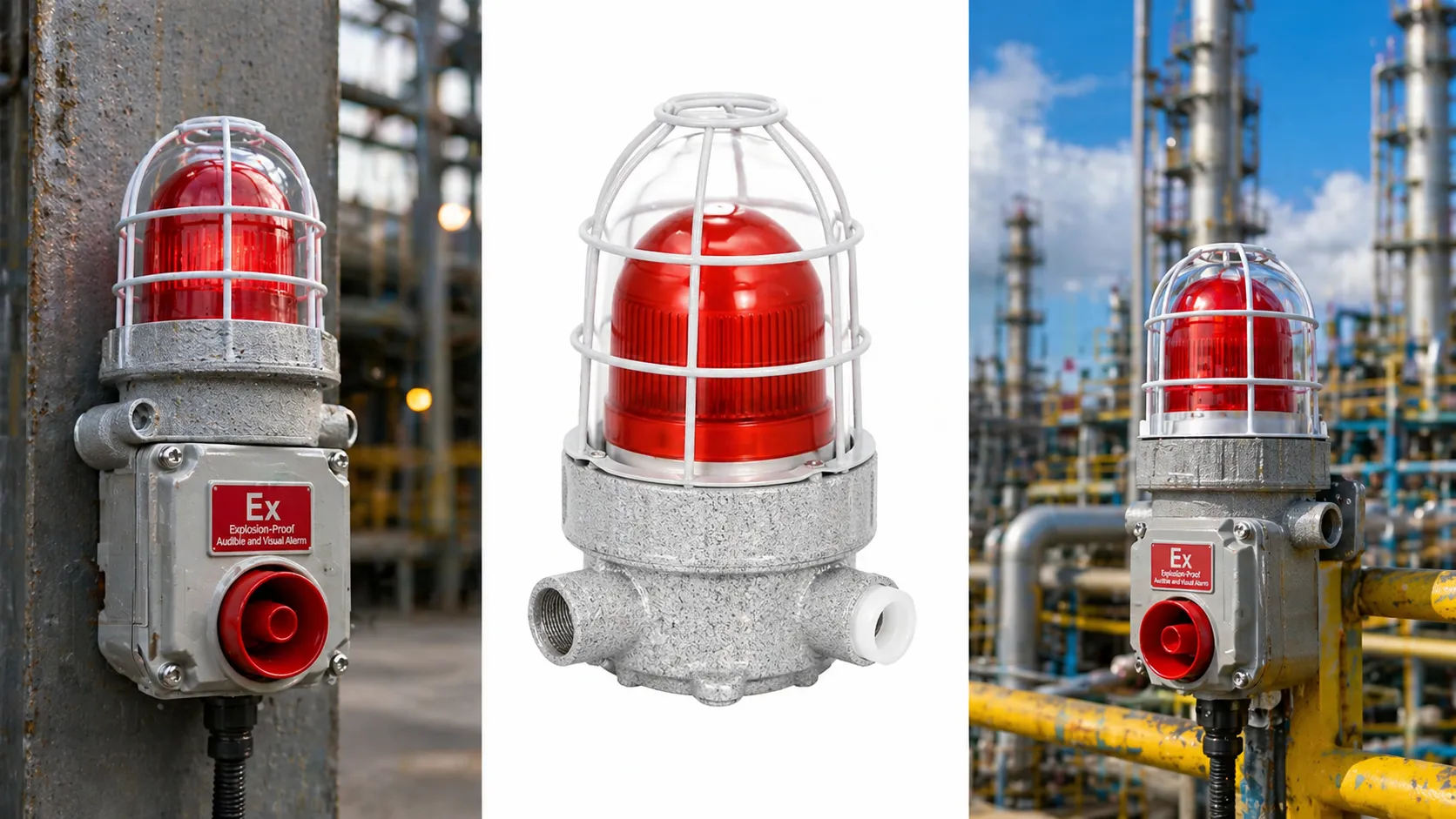 産業制御システム向けAC220V DC24V AC36V電圧オプション付き防爆型音響・光警報器