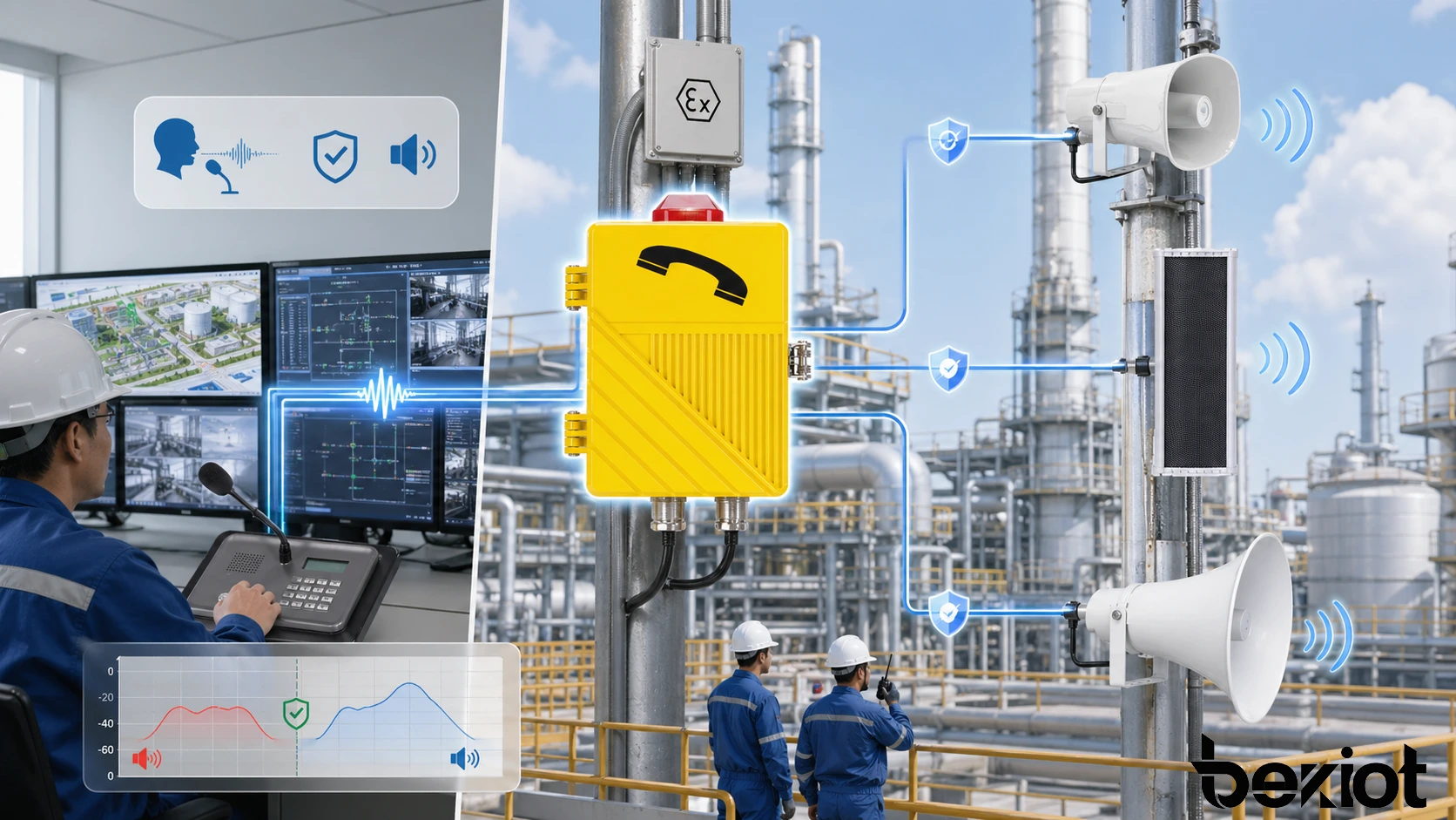 SIPインターカム、公共放送、産業用ページング、制御室指令、緊急ヘルプポイントで使われるハウリング抑制