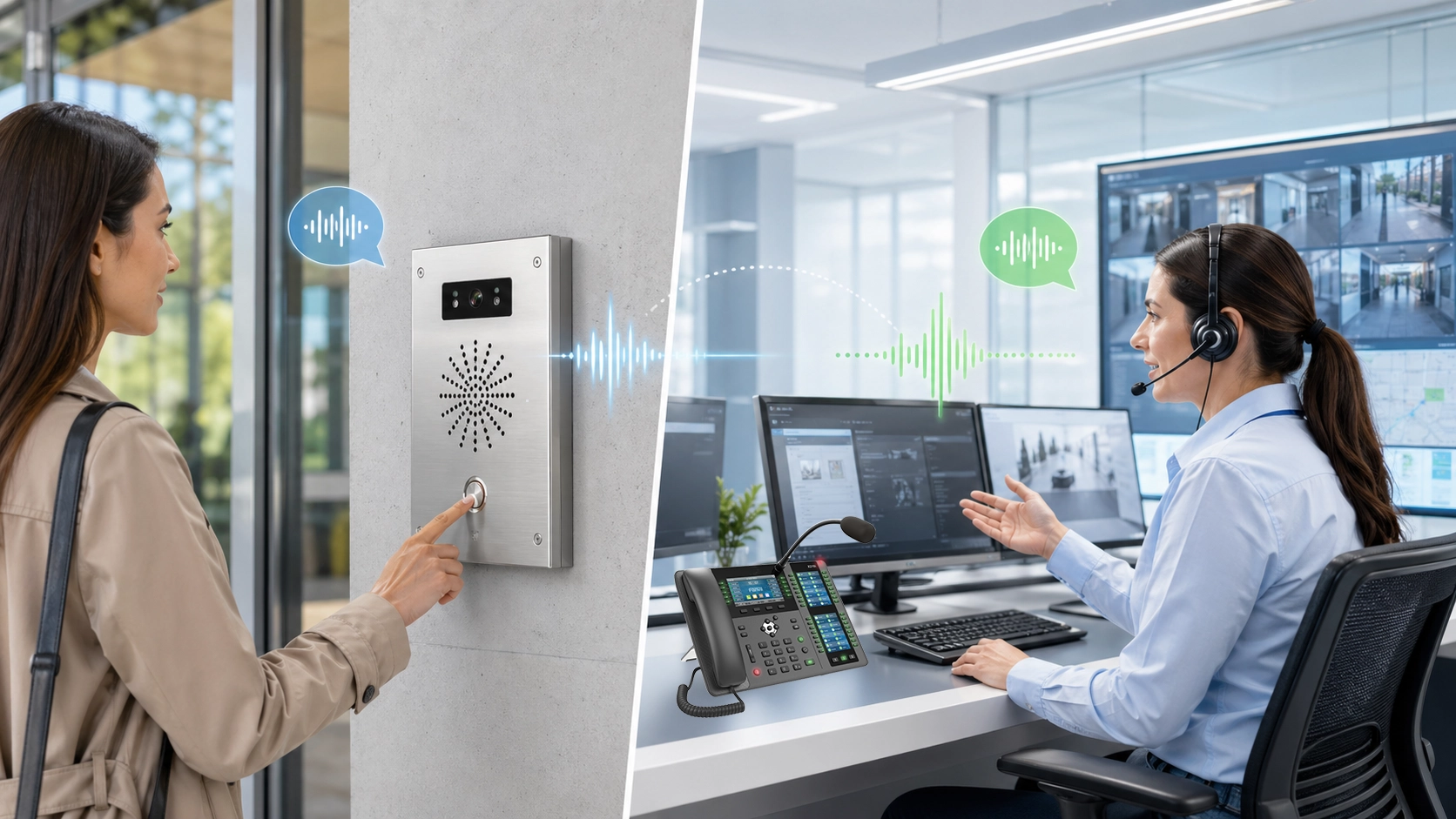 通信システムにおけるオペレーター応答、遠隔支援、確認、連携、指示伝達を示す Talkback 機能図