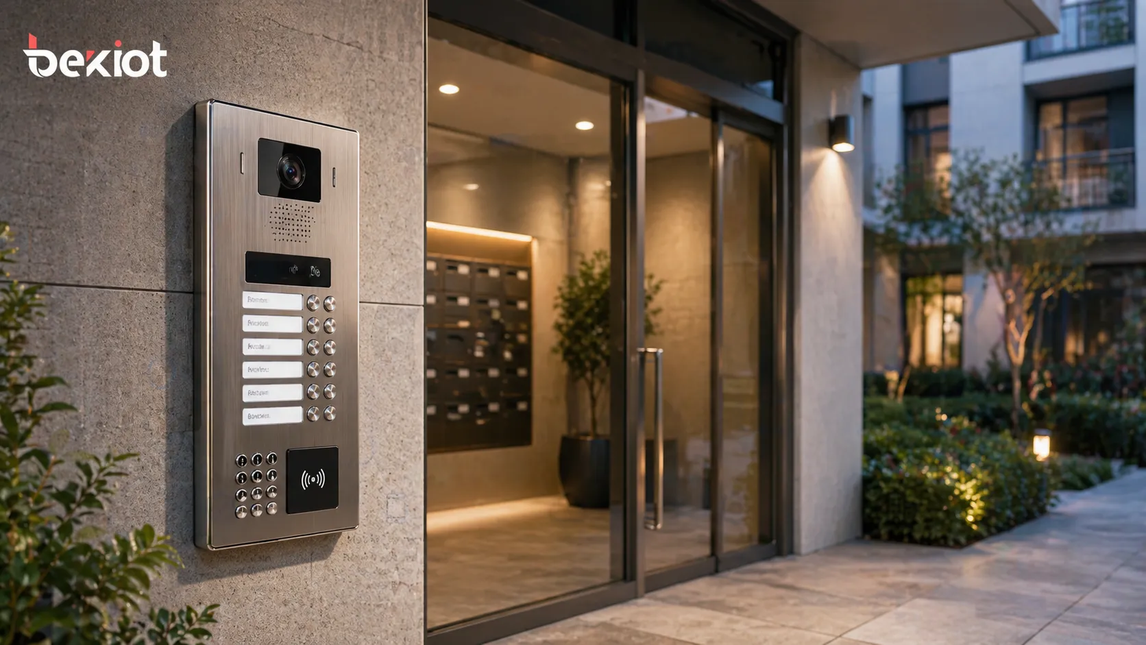 集合住宅の入口に設置された壁面インターホン