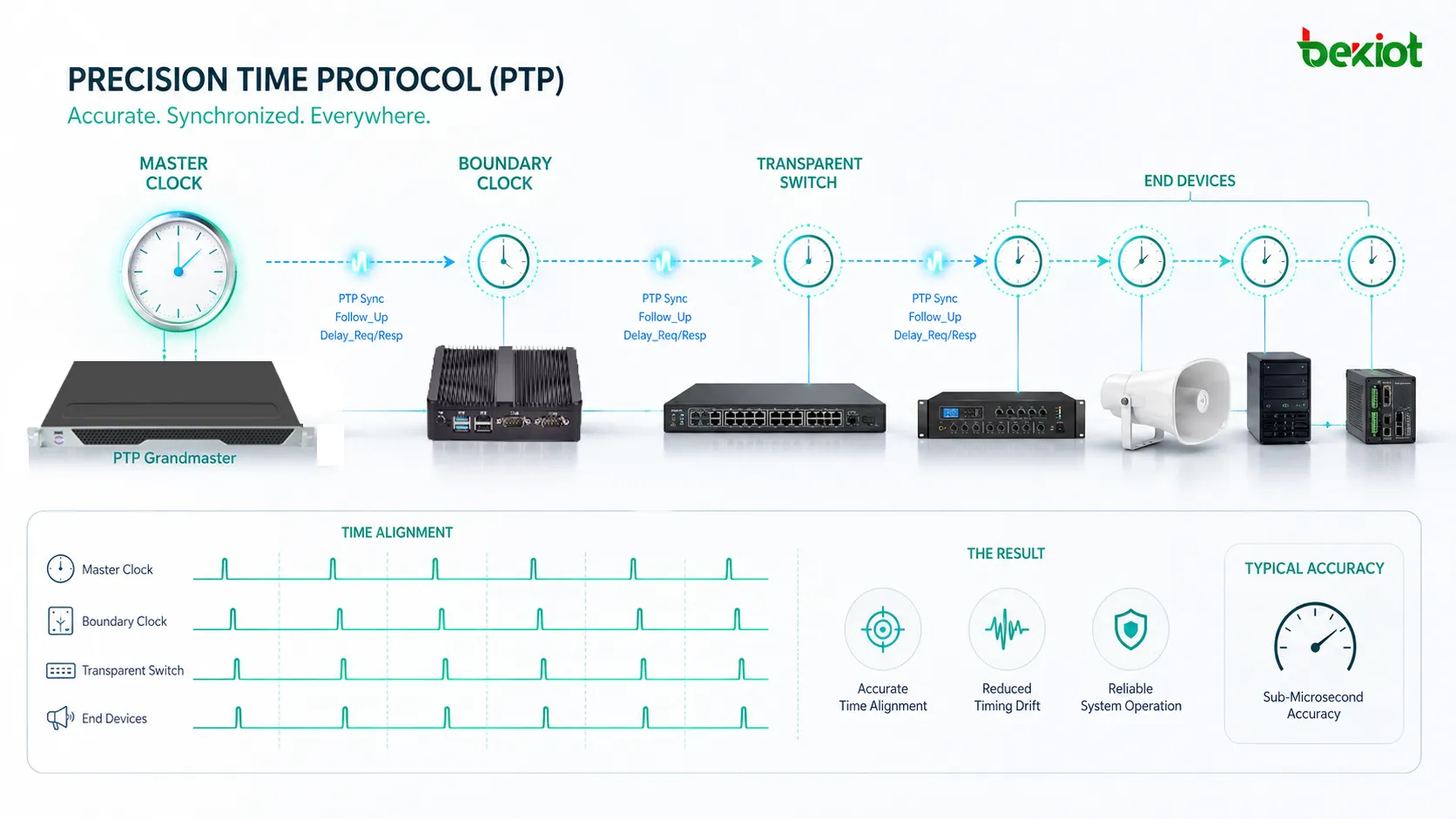 精密時刻プロトコル（PTP）とは？その仕組み、利点、および応用分野について