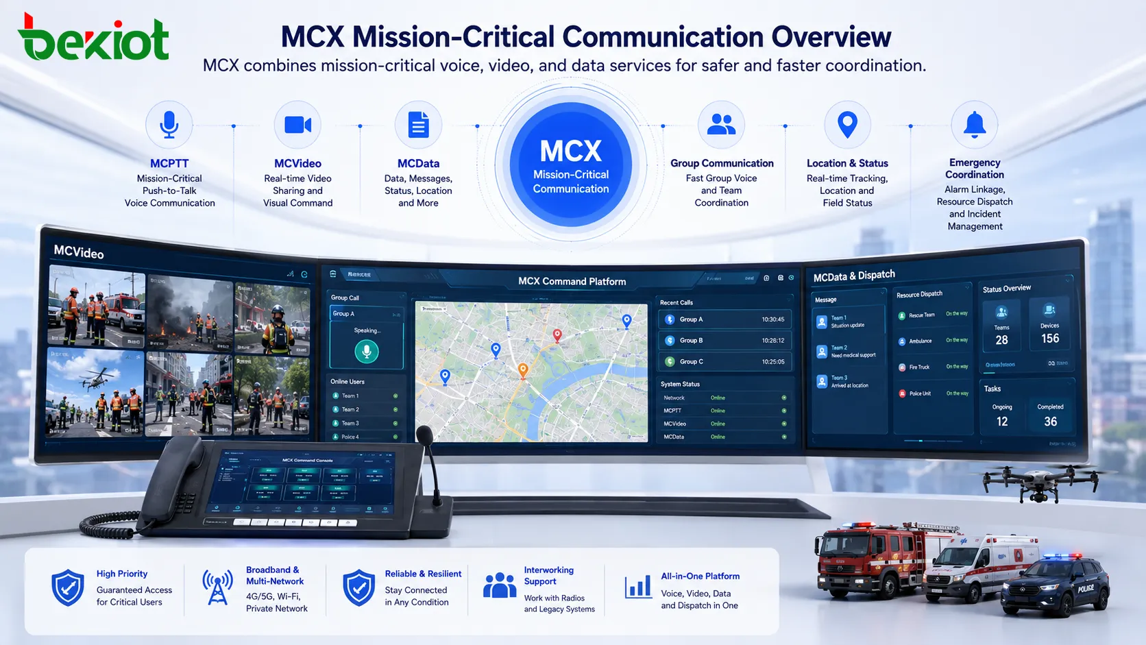 現場映像 指令コンソール GISマップ 緊急通信を統合するMCX映像指揮プラットフォーム