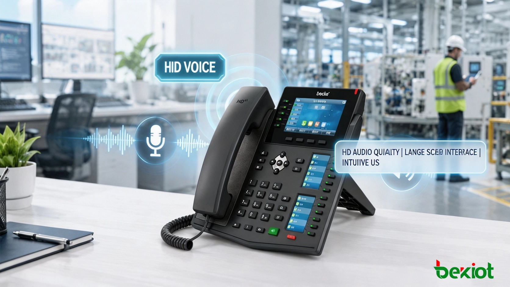 HD音声表示、オペレーティングシステム、ビジネス通話機能を備えたIP電話インターフェース