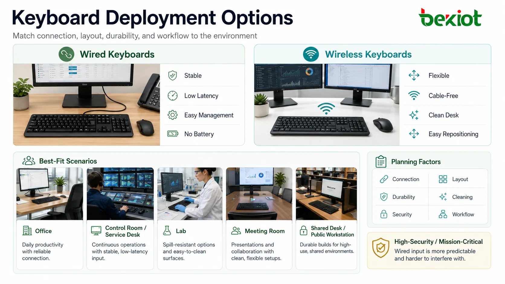 USB有線 無線 Bluetooth コンパクト配列 産業用密閉キーボードを含む導入オプション