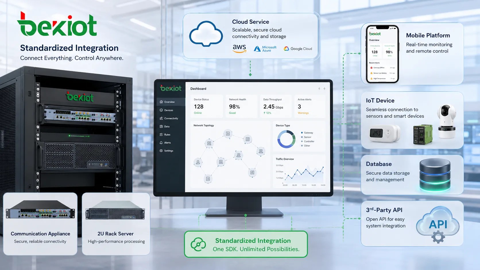 アプリがクラウドサービス、モバイルプラットフォーム、IoT デバイス、データベース、外部 API に接続する SDK 統合の利点