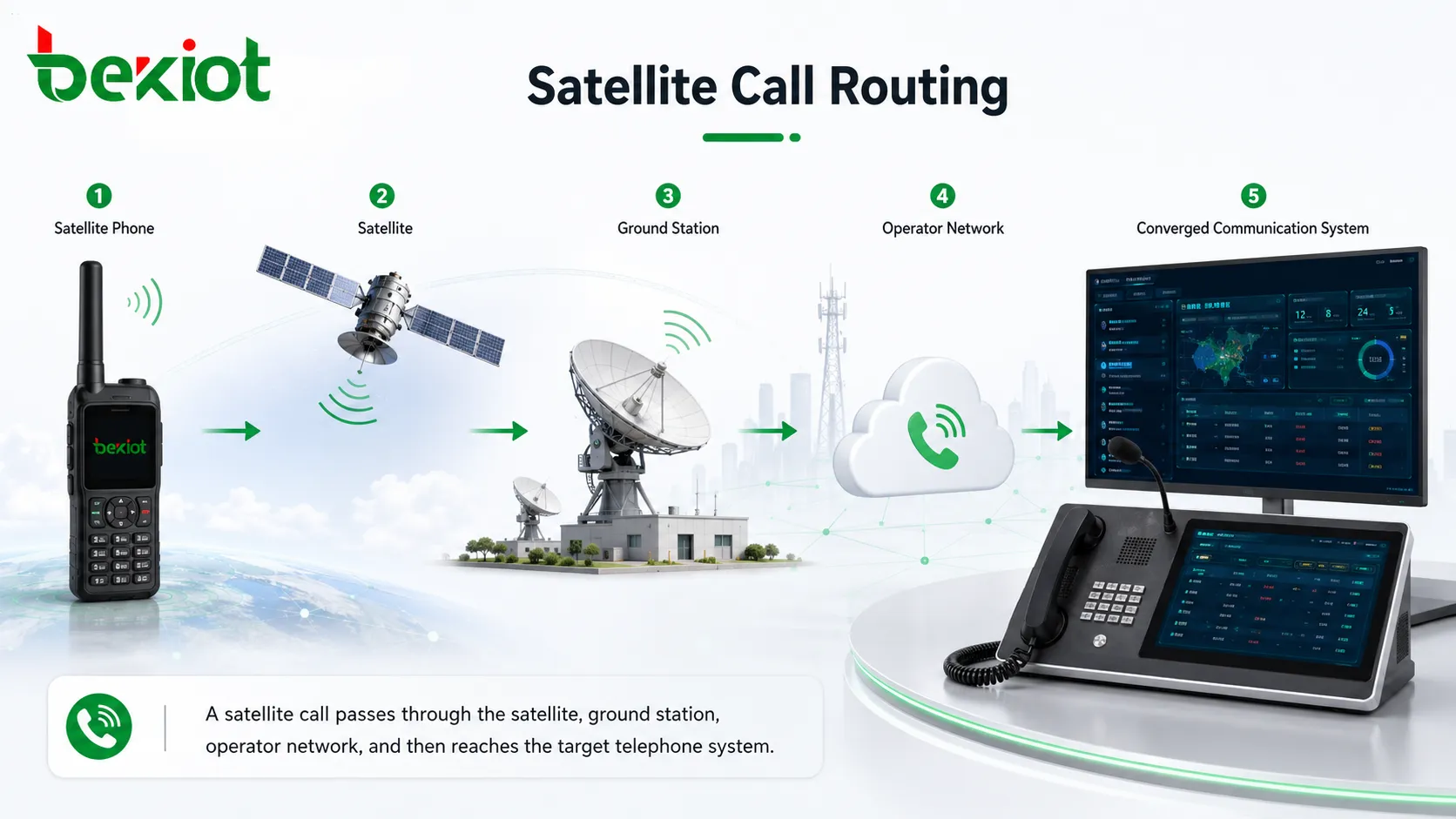 衛星地上局と電気通信事業者ネットワークを介した衛星電話の通話ルーティング