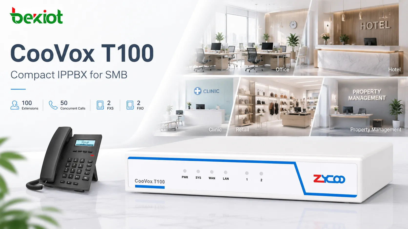 中小企業通信向けZycoo T100 CooVox IPPBXハードウェアサーバー