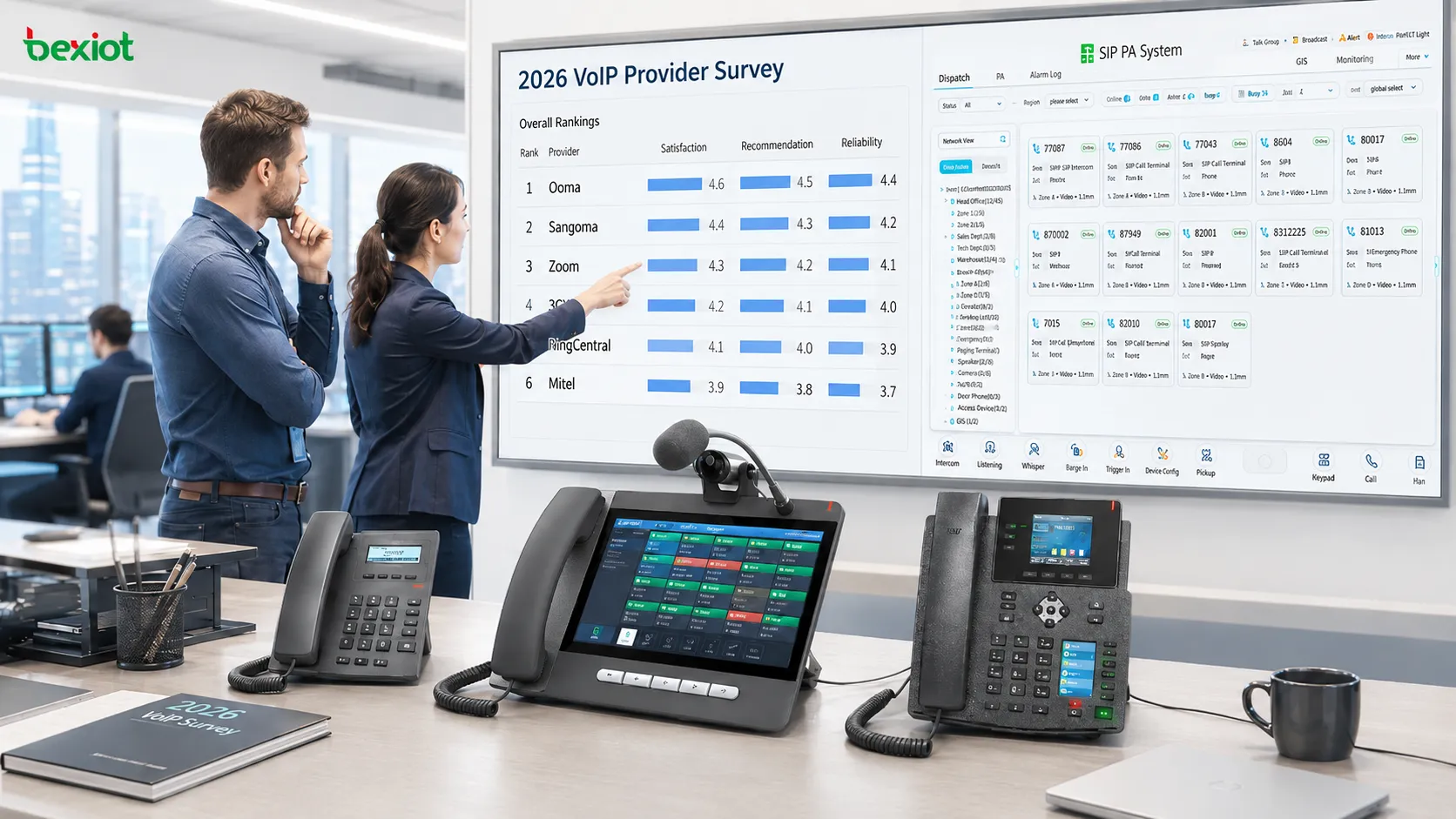 2026年VoIPプロバイダー調査でOoma Sangoma Zoom 3CX RingCentral MitelをIT専門家の満足度と推奨意向で比較