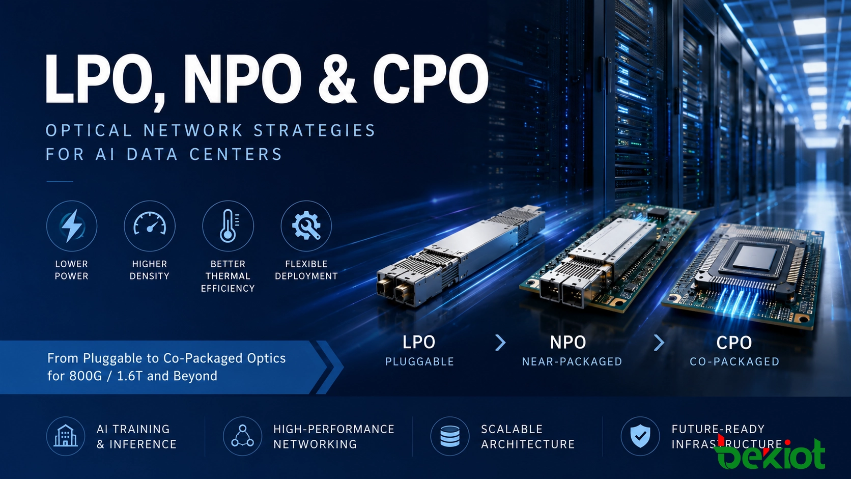 LPO、NPO、CPO：AIデータセンターのための光ネットワーク戦略