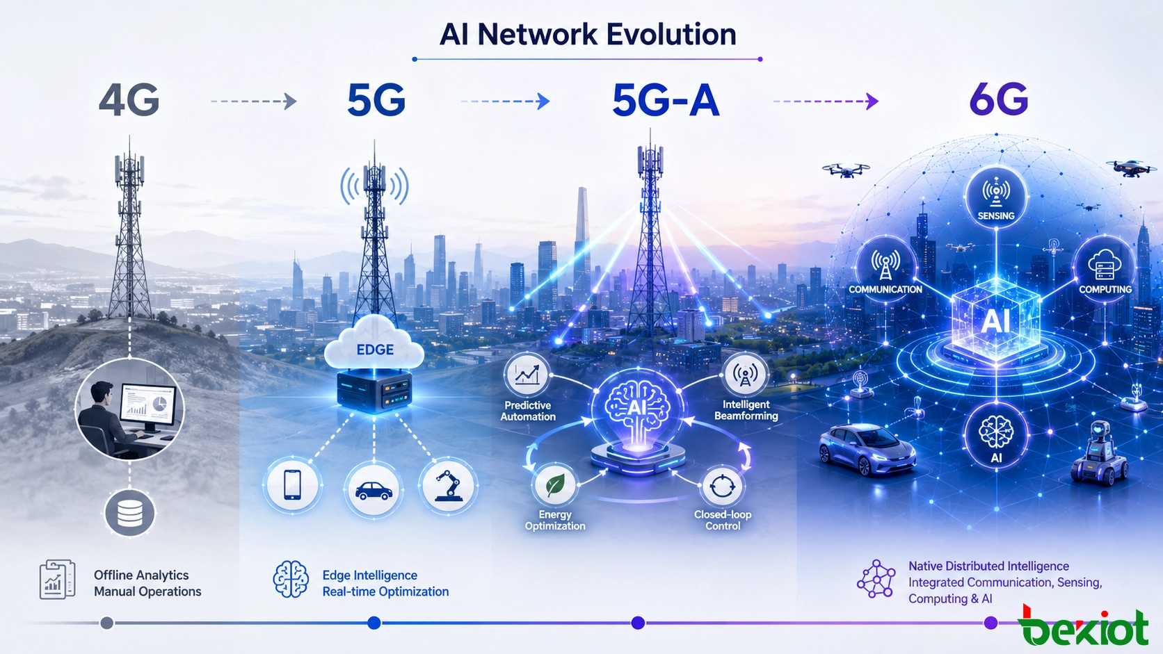 4G、5G、5G-Advanced、6Gモバイル通信ネットワークにおけるAIの進化