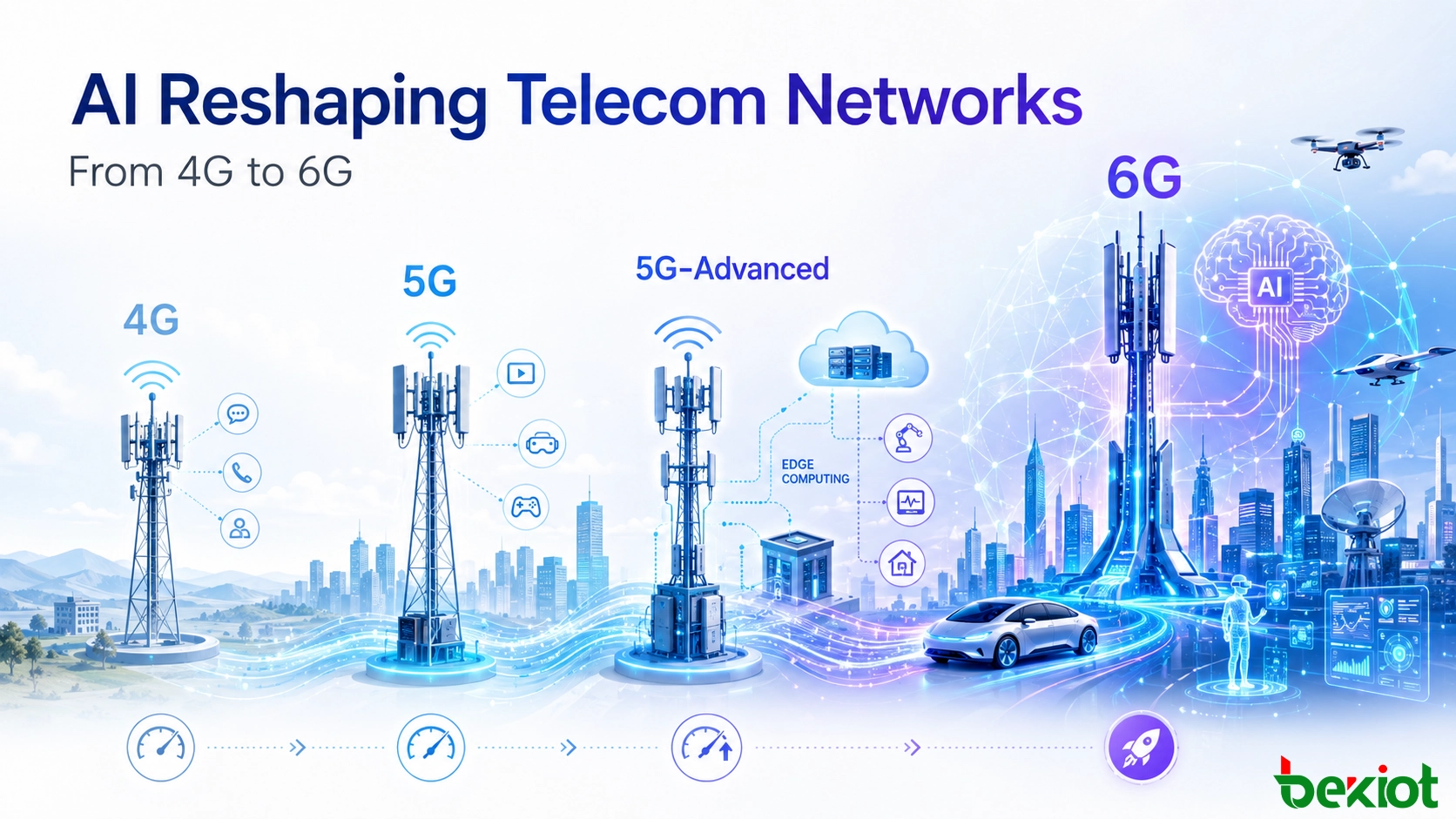 AI主導のモバイルネットワーク進化：4Gから6Gへ