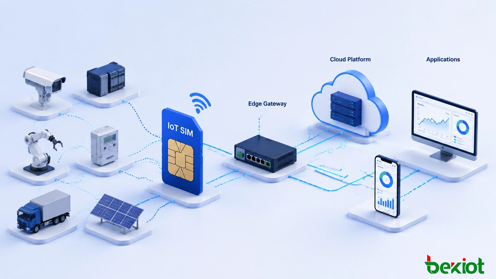 IoT SIMセルラーネットワークを介して産業機器をエッジ、クラウド、業務アプリケーションへ接続する企業向けIoT接続アーキテクチャ