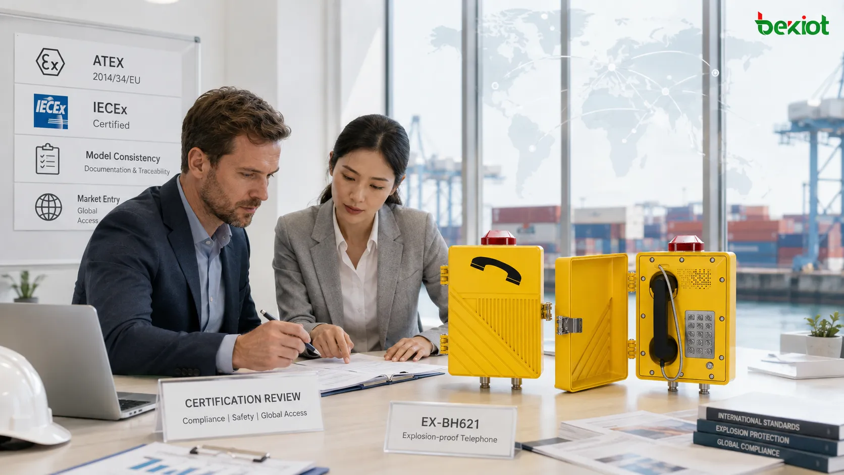 モデル一致、ATEX、IECEx、北米危険場所分類、調達承認、市場参入要件を確認する国際防爆電話の認証レビュー