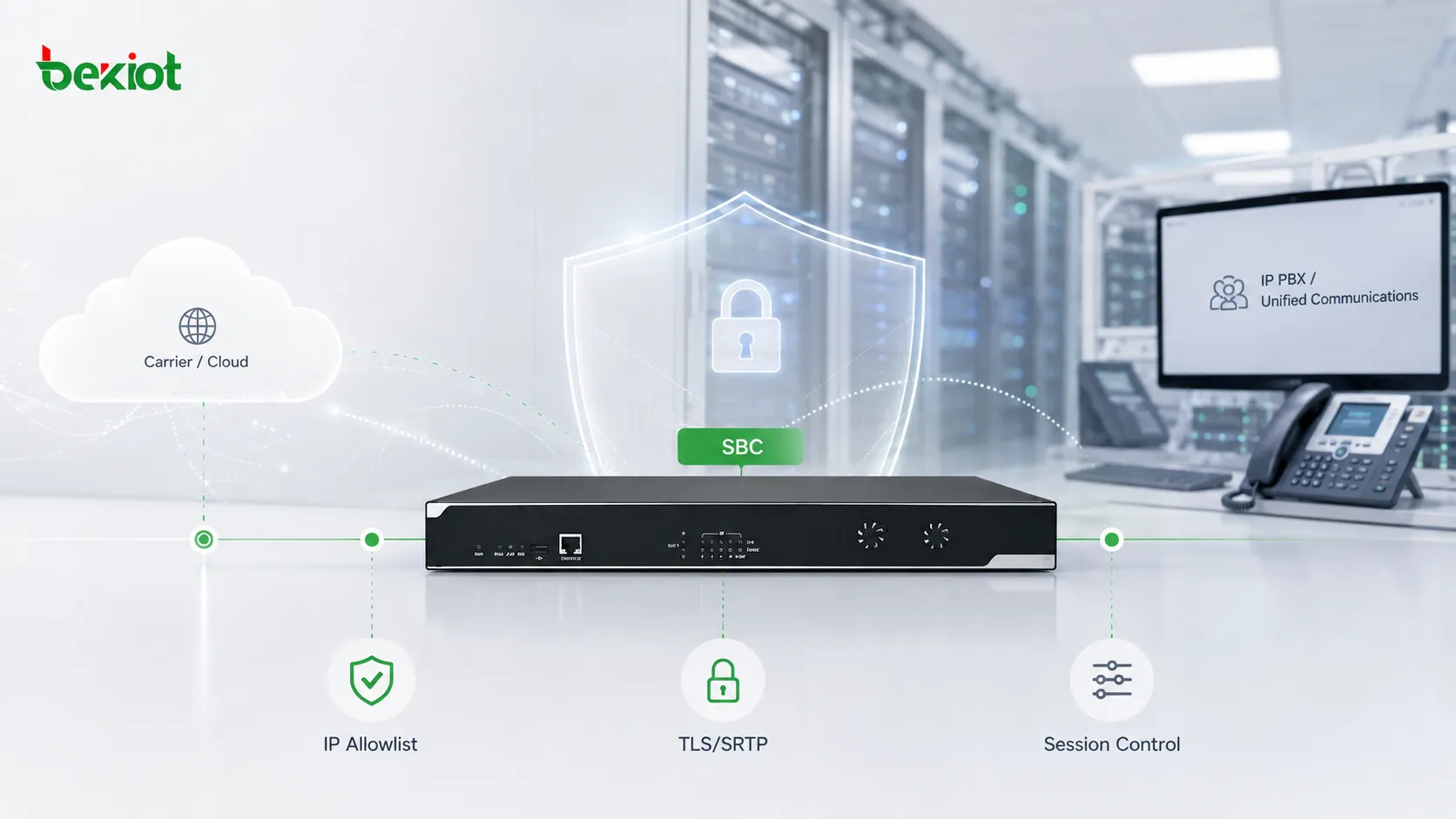 企業SIPトランクをSBC、アクセス制御、暗号化シグナリング、異常トラフィック監視でVoIPネットワーク境界において保護