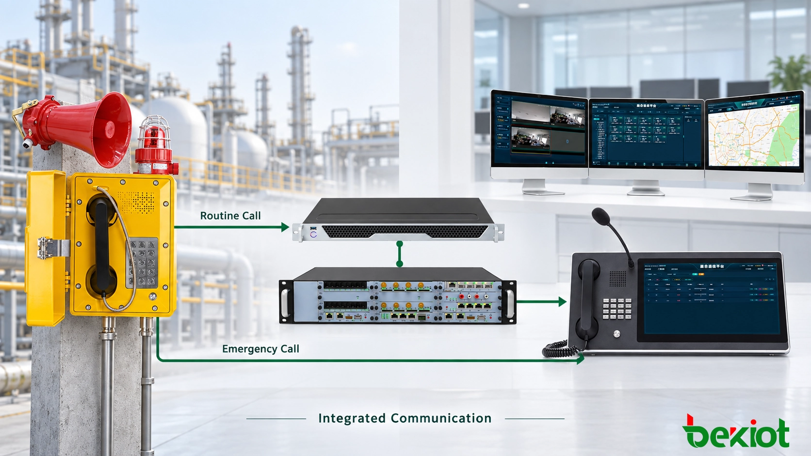 産業施設における防爆電話のための統合IP PBXおよびディスパッチアーキテクチャ
