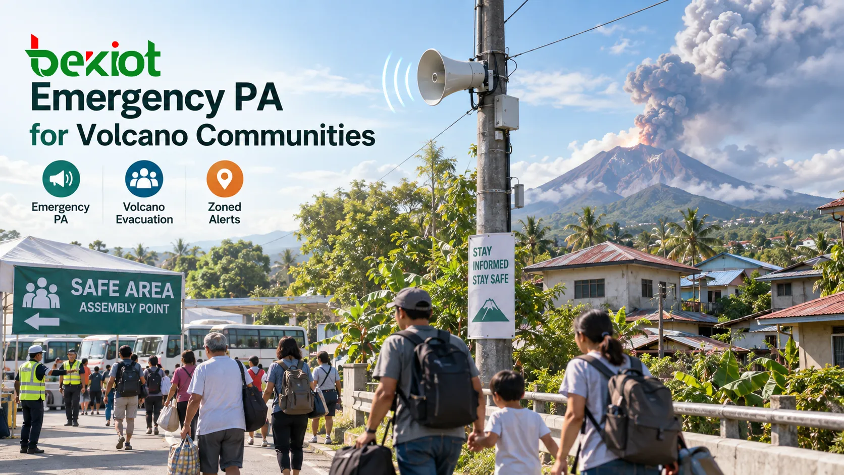 カンラオン火山山麓の住宅地域にPA放送を整備：重大な緊急事態に備えるPAシステムはどう構築すべきか？